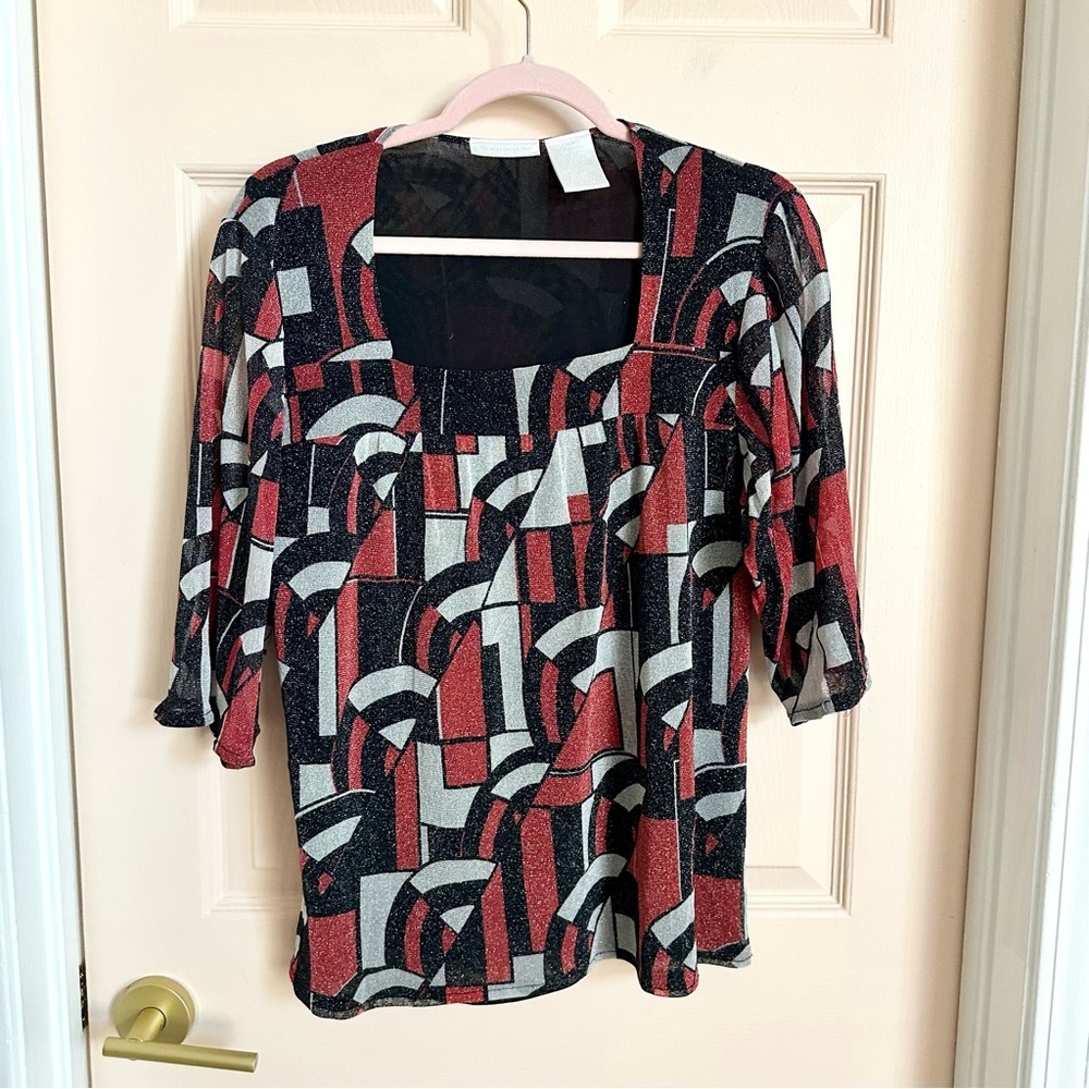 Shiny red and black Worthington top
